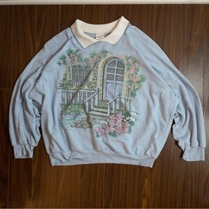 Vintage 90s flowers on porch crewneck Large